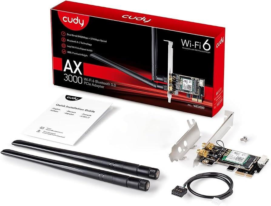ADAPTADOR WIFI PCIE CUDY AX3000 DUAL-BAND WIFI 6 - BLUETOOTH 5.2 - WE3000
