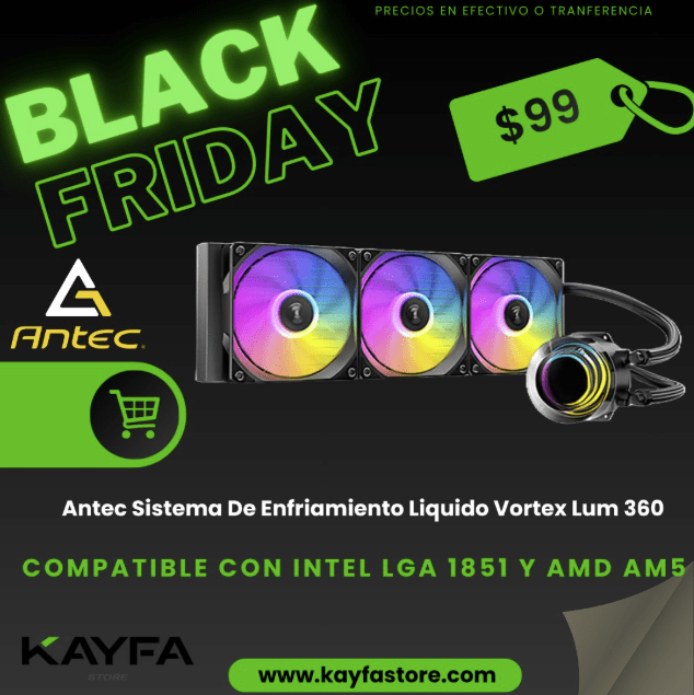 ENFRIAMIENTO ANTEC VORTEX LUM 360 ARGB NEGRO