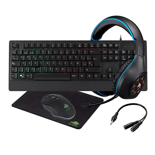 KIT GAMING  EAGLE WARRIOR RHINO 4 IN 1  TECLADO RAINBOW