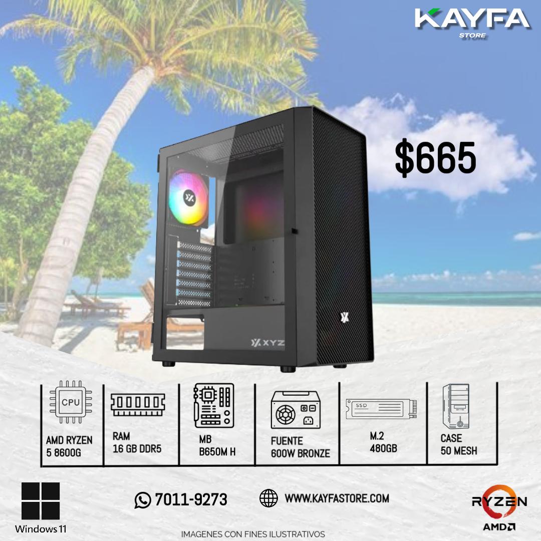 PC M-TEK Procesador AMD
Ryzen 5 8600G
16GB DDR5 5600MHZ 
B650MH DDR5 
M.2 480GB 
Case XYZ AIRONE 50 MESH NEGRO 
Redragon RGPS 600W - 80 Plus Bronze, 
*Windows 11 Pro GRATIS*