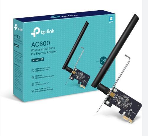 TARJETA DE RED TP LINK ARCHER T2E AC600 PCI-E WI-FI 5 DUAL BAND 2.4 GHZ 5 GHZ
NEGRO