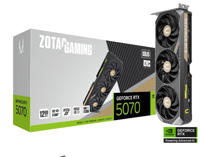 TARJETA DE VIDEO ZOTAC GAMING GEFORCE RTX 5070 SOLID
OC 12 GB - NEGRO - P288-1N764-301Z8